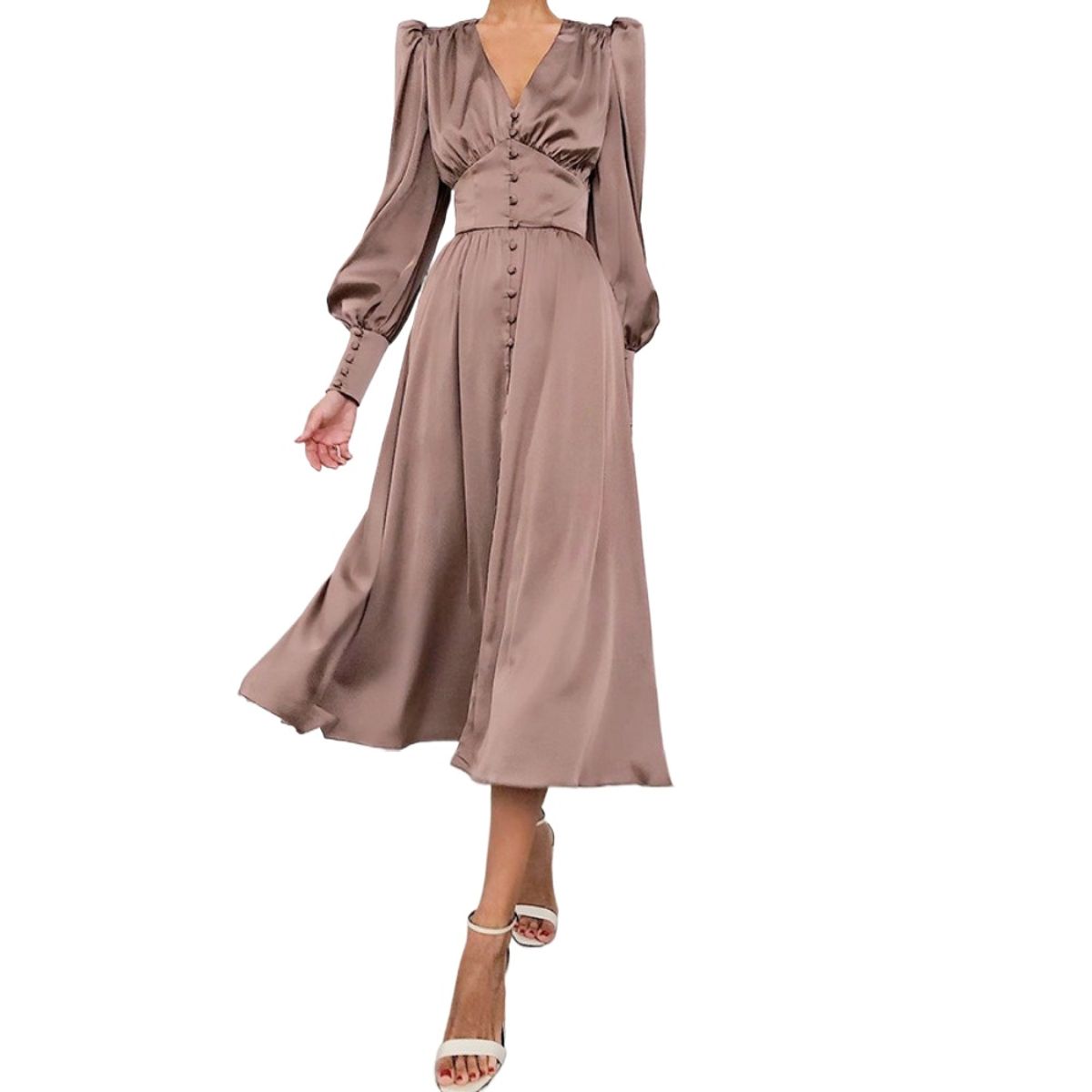 GIOIO - Vestido Mujer Casual Versátil y Cómodo Marrón