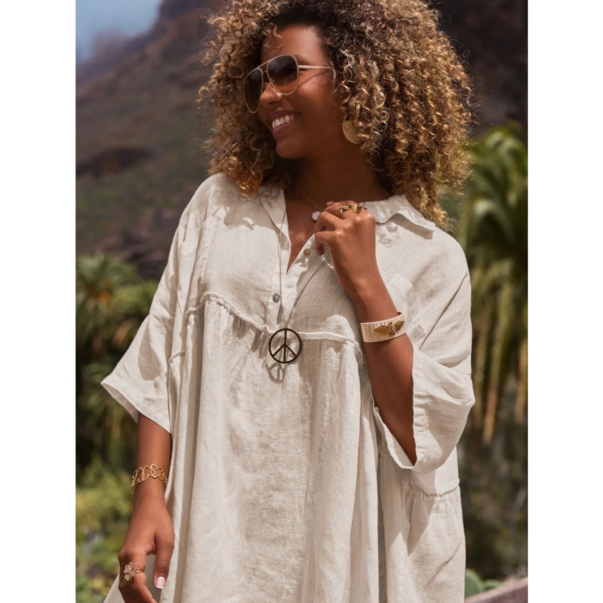 GIOIO - Vestido Mujer Casual Versátil y Cómodo Beige