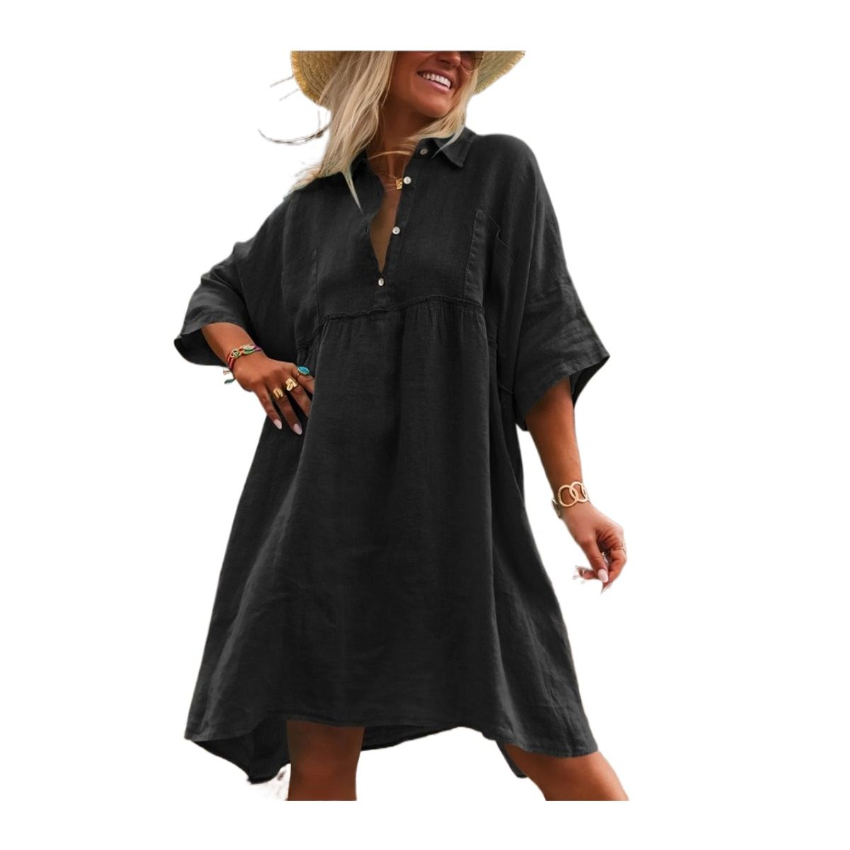 GIOIO - Vestido Mujer Casual Versátil y Cómodo Negro