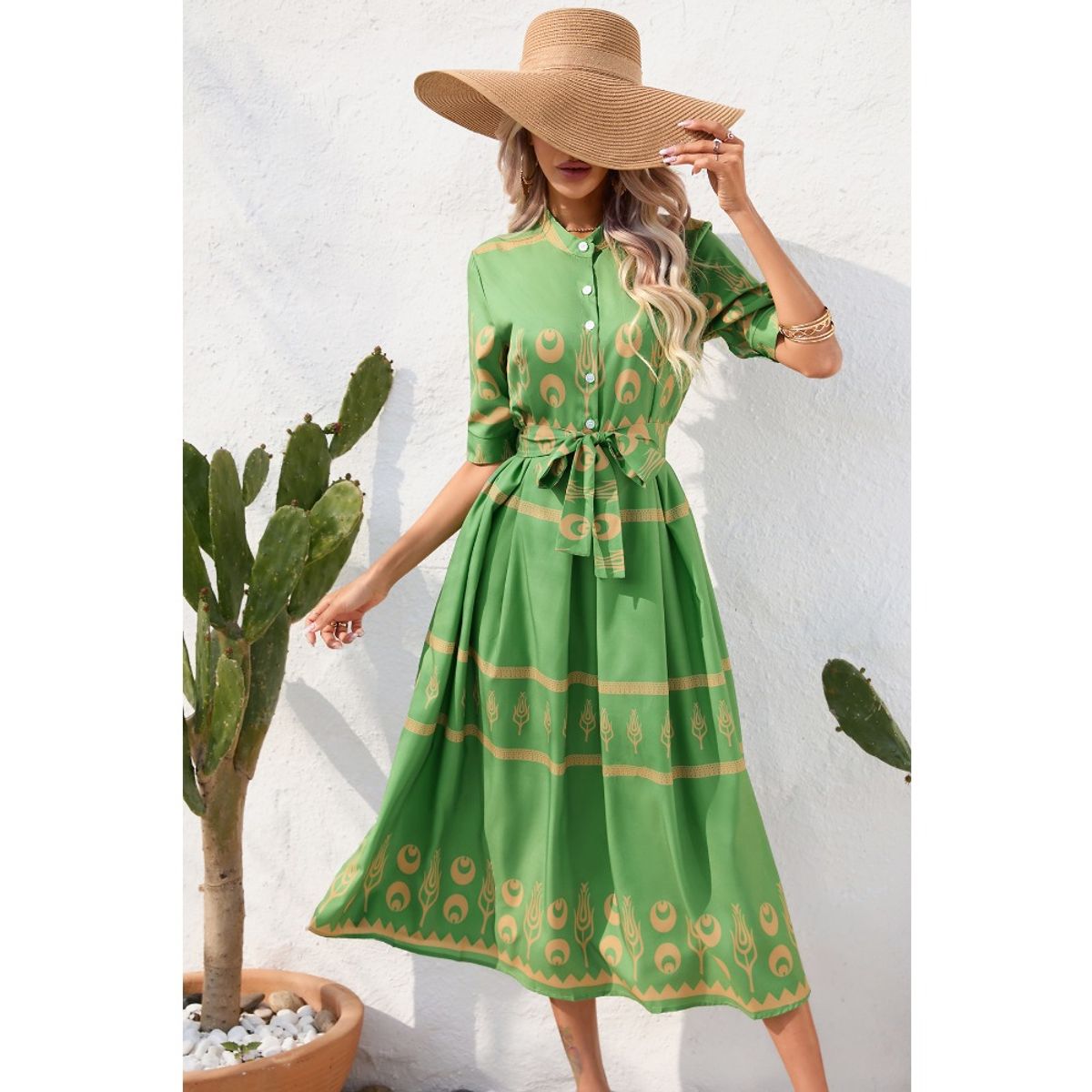 GIOIO - Vestido Mujer Casual Versátil y Cómodo Verde