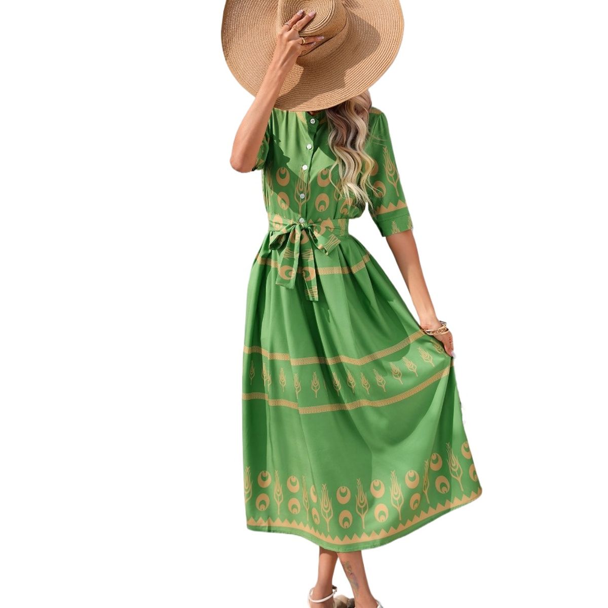 GIOIO - Vestido Mujer Casual Versátil y Cómodo Verde