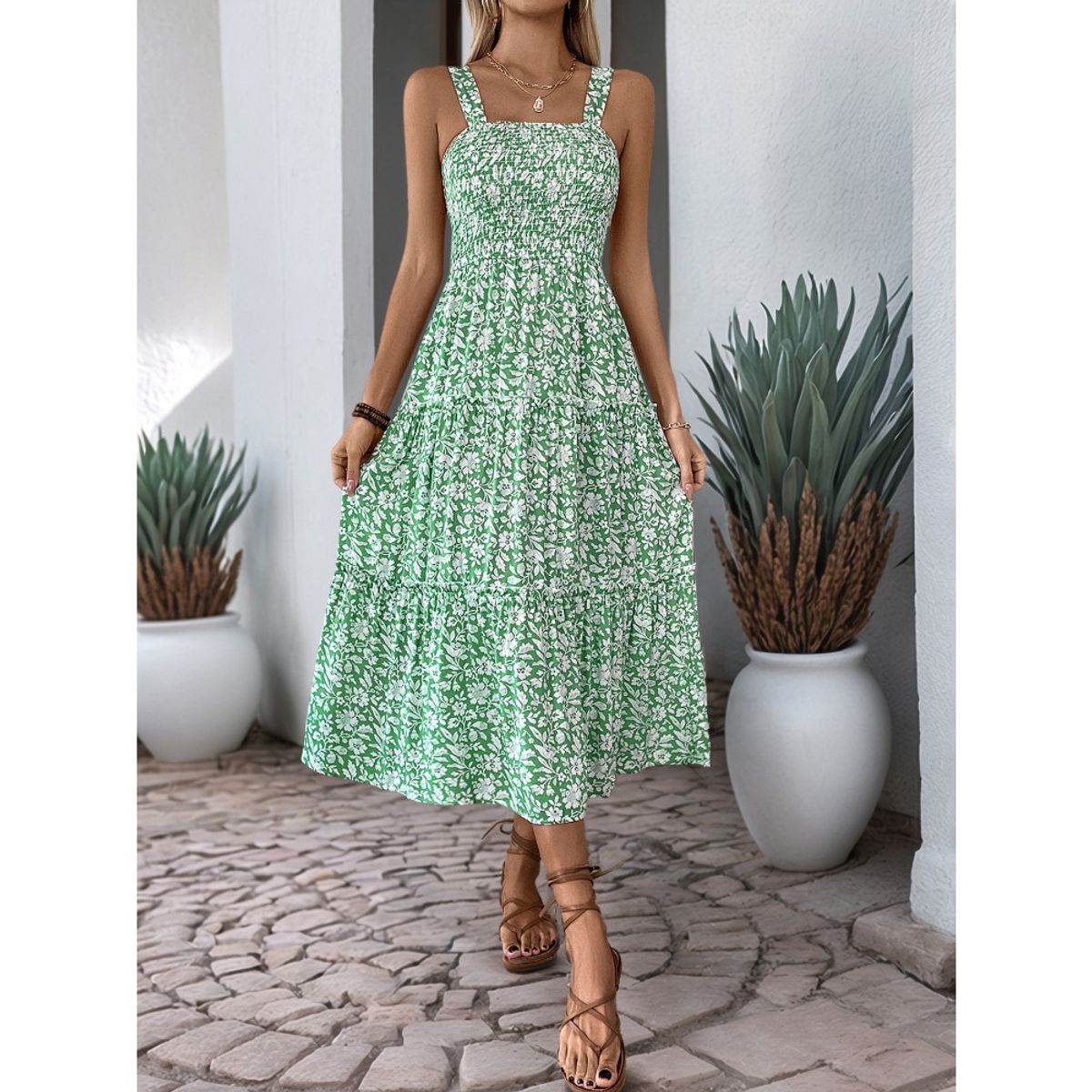 GIOIO - Vestido Mujer Casual Versátil y Cómodo Verde