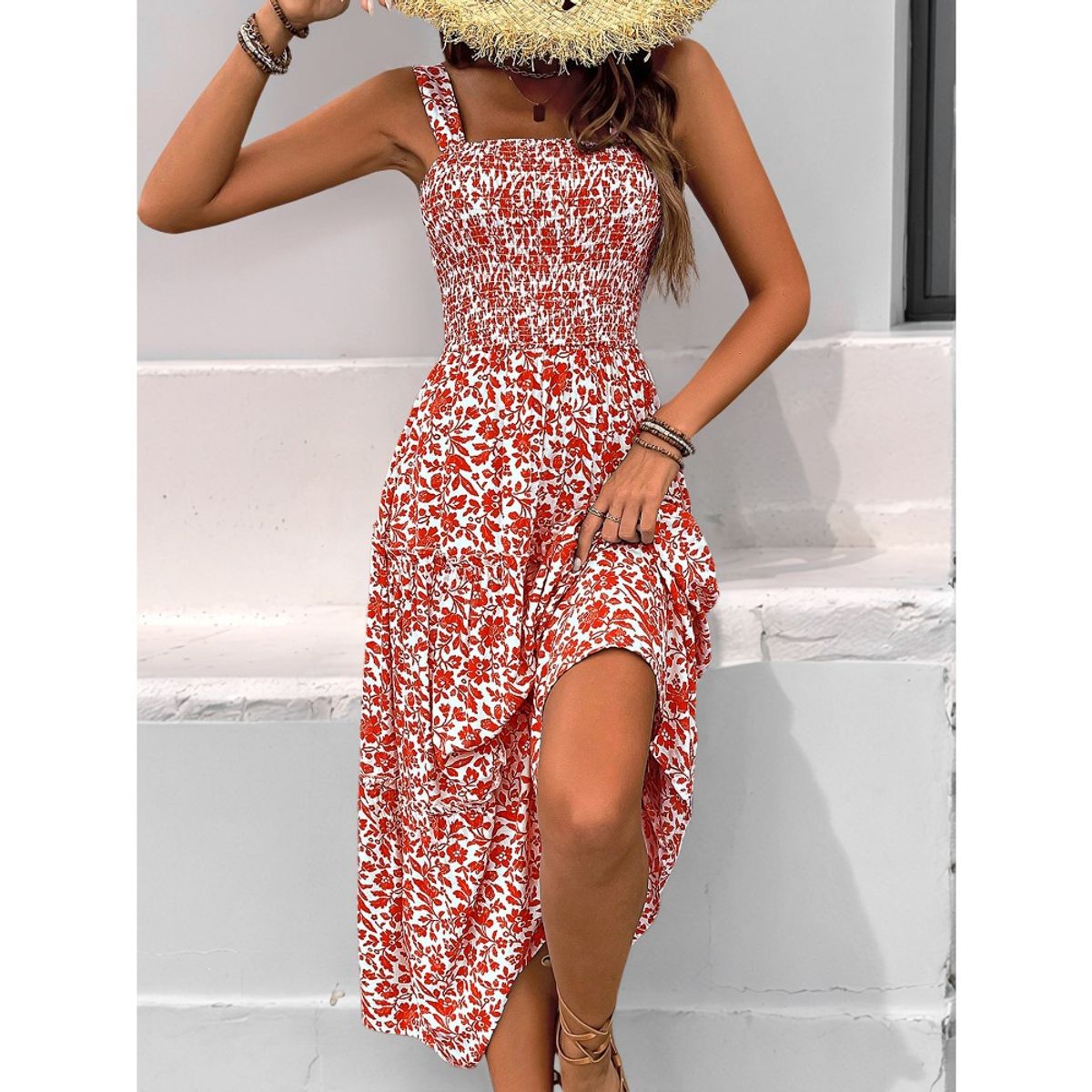 GIOIO - Vestido Mujer Casual Versátil y Cómodo Rojo