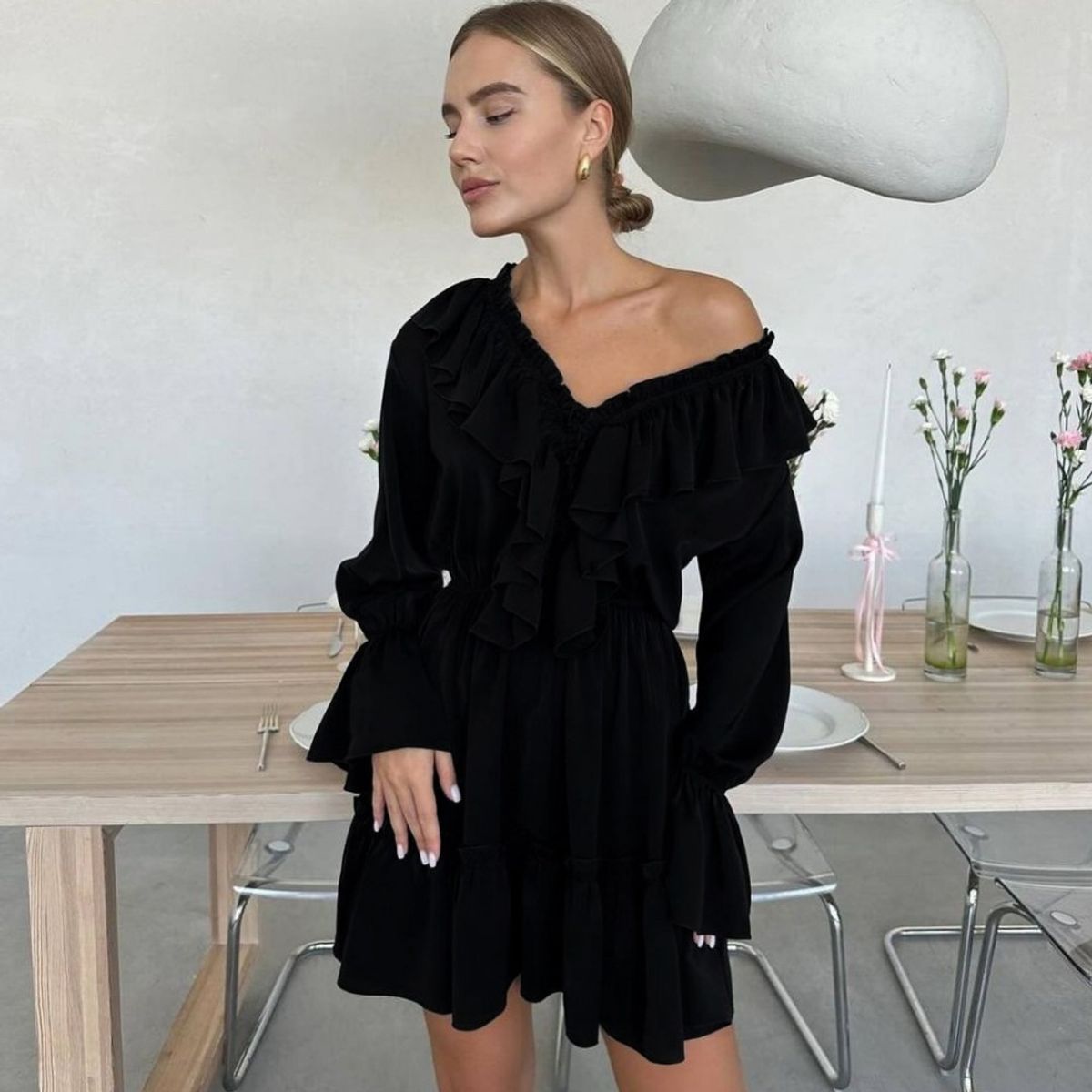 GIOIO - Vestido Mujer Casual Versátil y Cómodo Negro