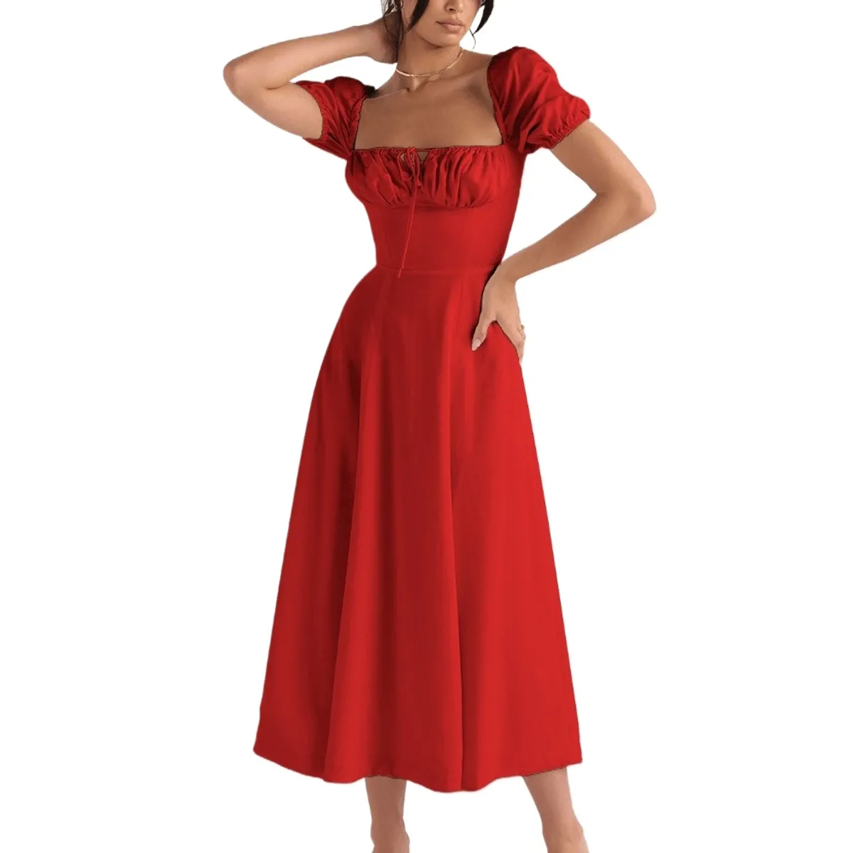 GIOIO - Vestido Mujer Casual Versátil y Cómodo Rojo