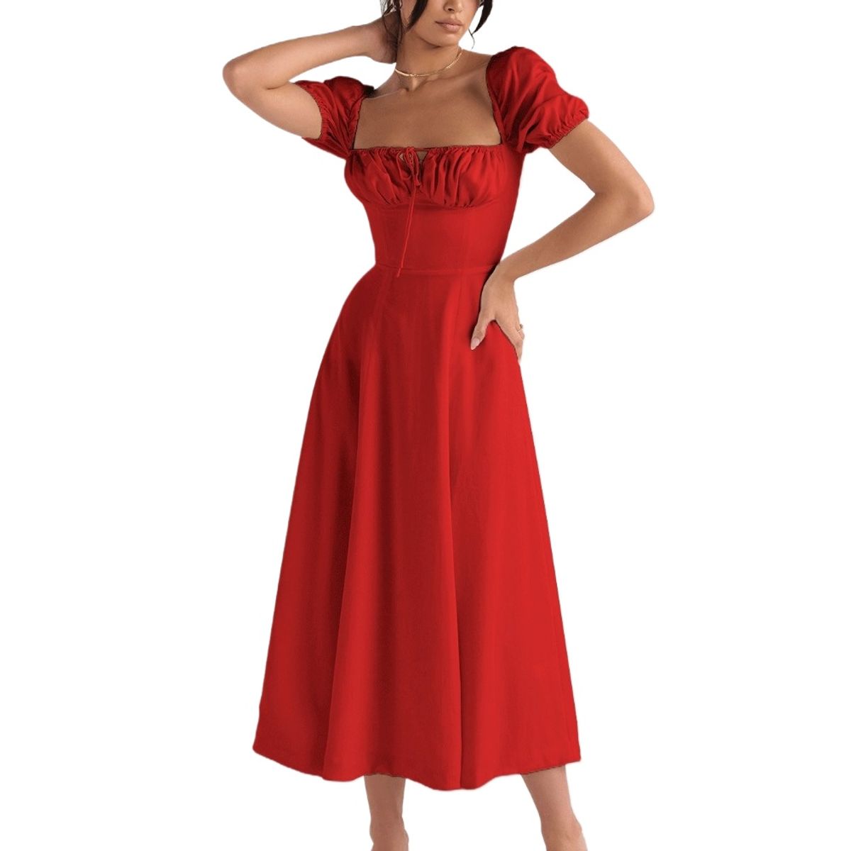 GIOIO - Vestido Mujer Casual Versátil y Cómodo Rojo
