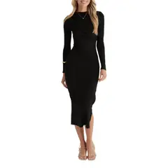 GIOIO - Vestido Mujer Casual Versátil y Cómodo Negro