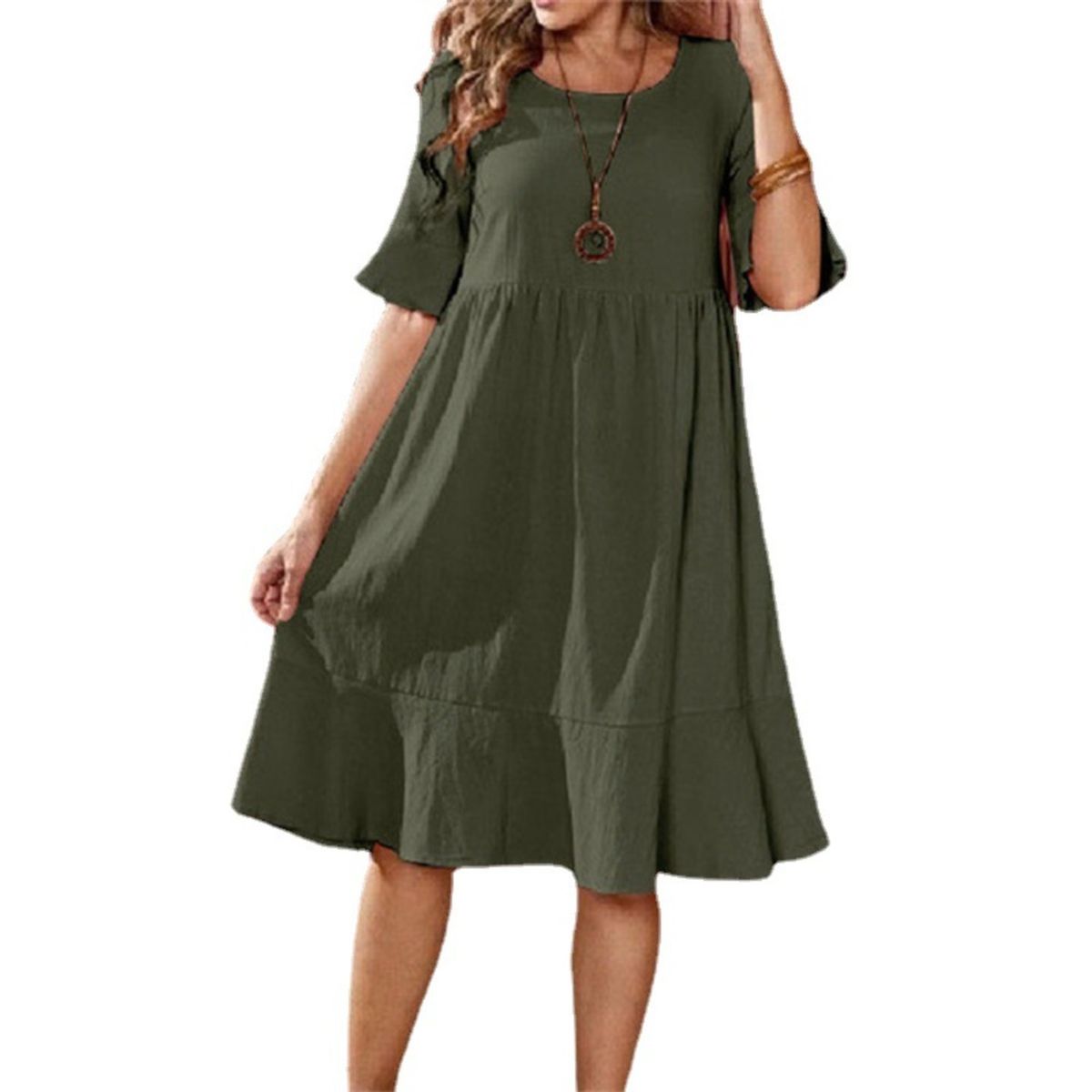 GIOIO - Vestido Mujer Casual Versátil y Cómodo Verde