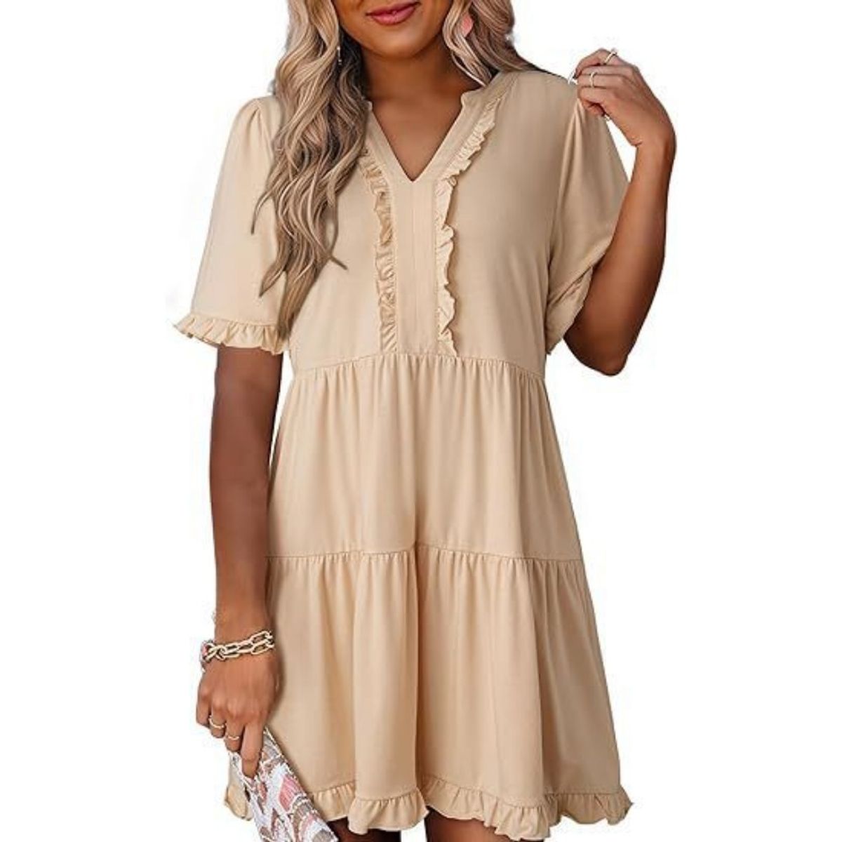 GIOIO - Vestido Mujer Casual Versátil y Cómodo Beige