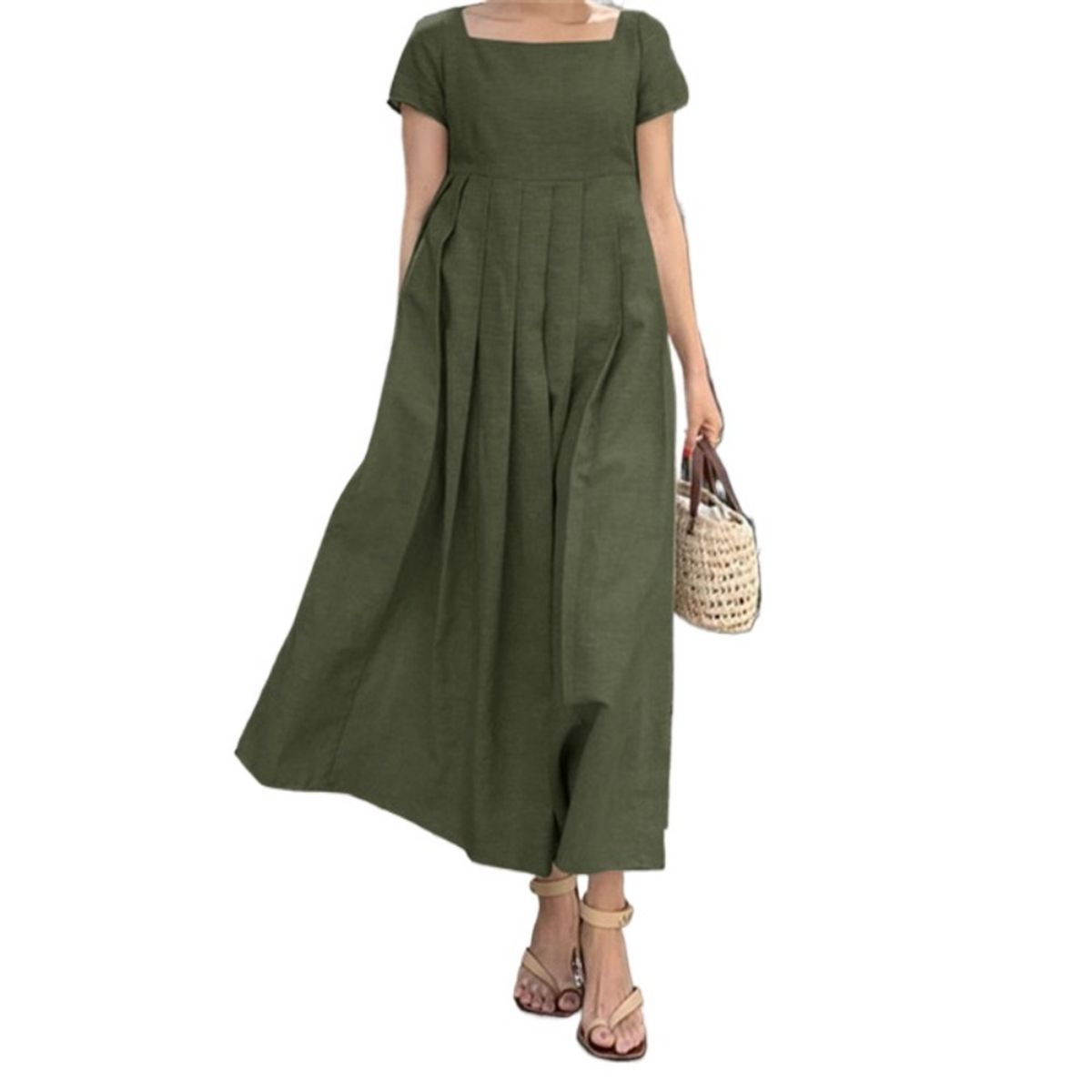 GIOIO - Vestido Mujer Casual Versátil y Cómodo Verde