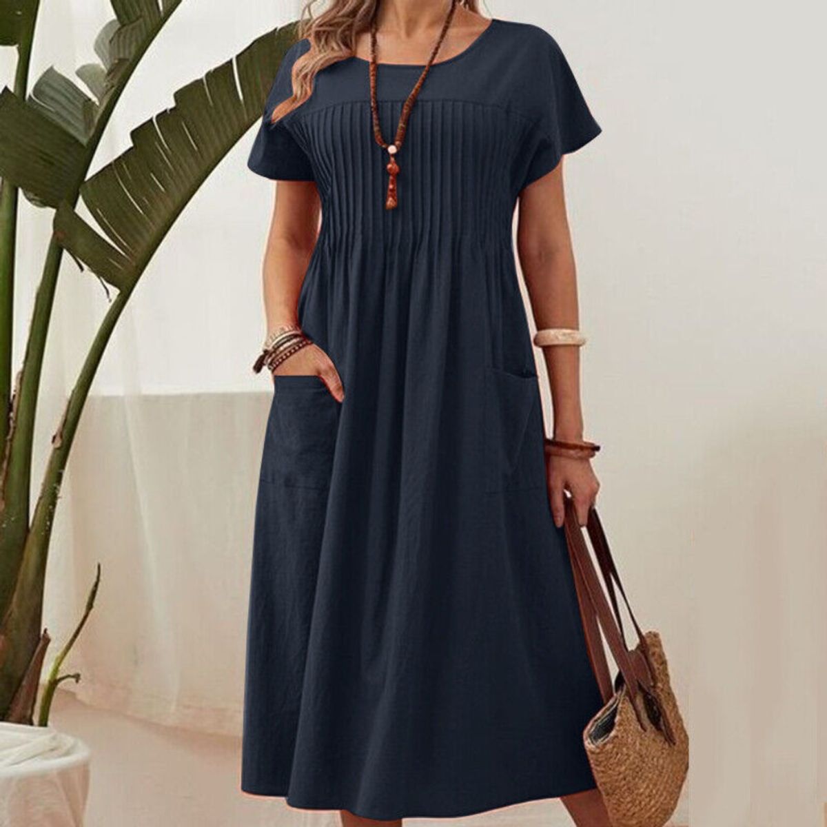 GIOIO - Vestido Mujer Casual Versátil y Cómodo Azul