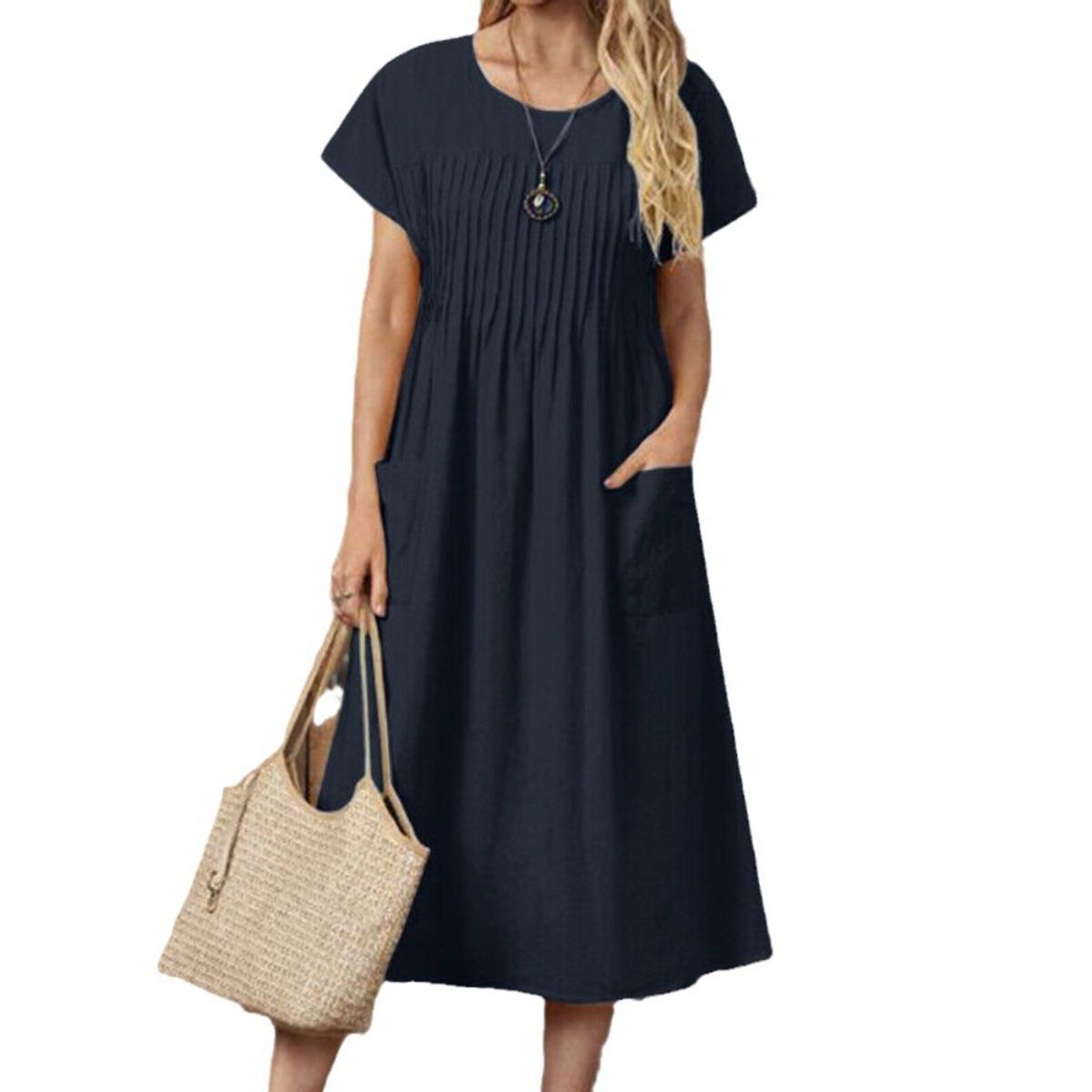 GIOIO - Vestido Mujer Casual Versátil y Cómodo Azul