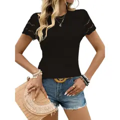 GIOIO - Blusa Mujer Casual Ajustada Elegante Negro