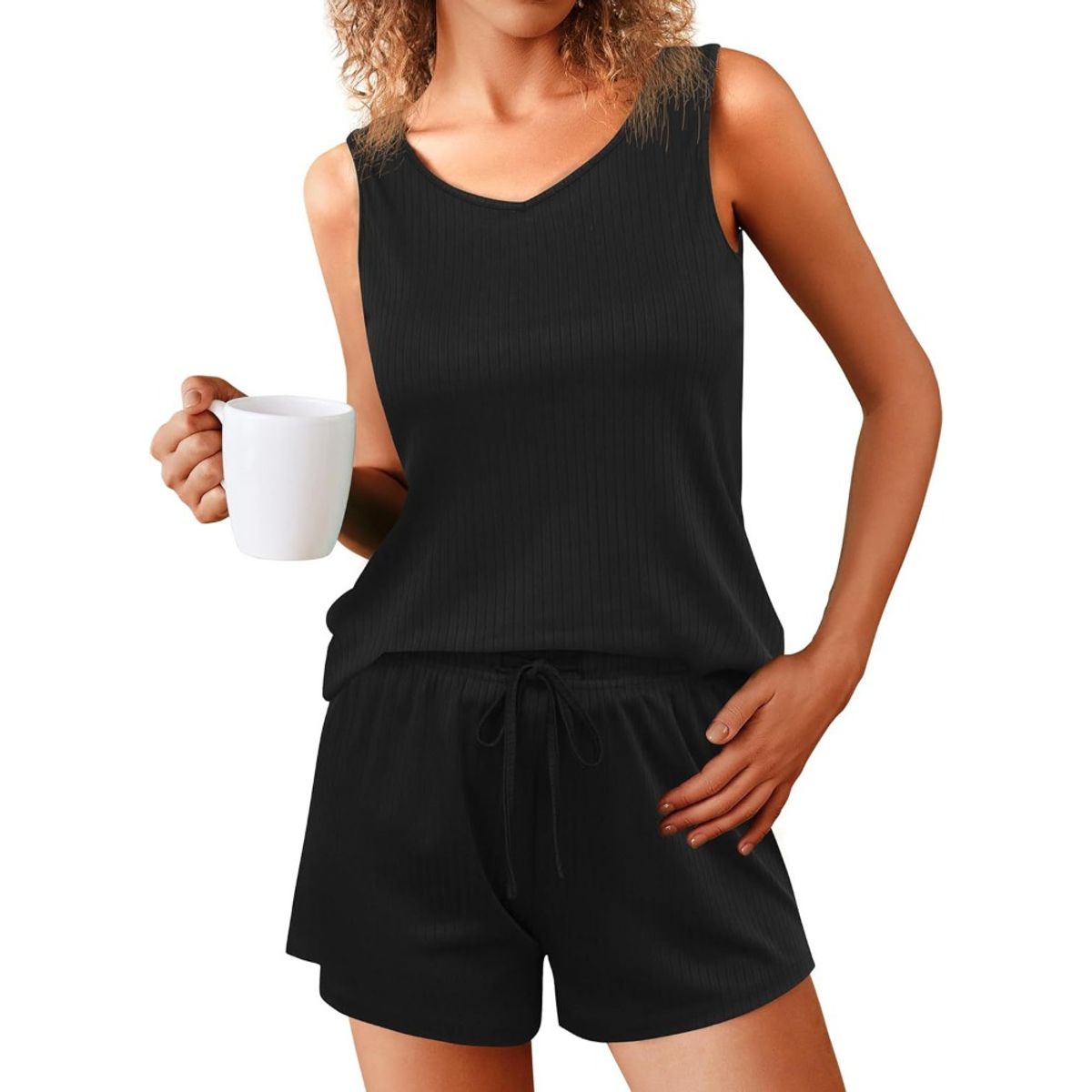 GIOIO - Conjunto de Verano Mujer y Cómodo Negro