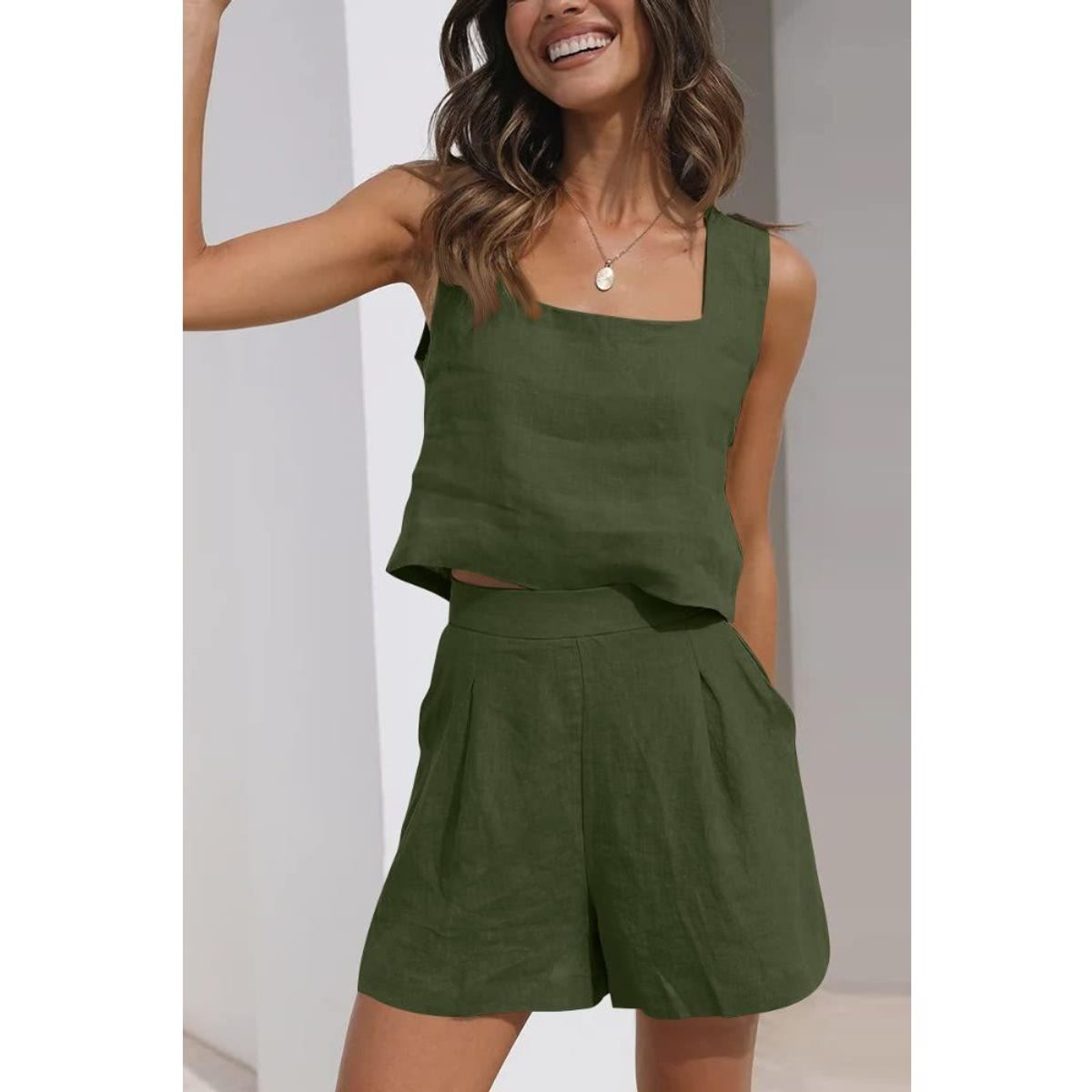 GIOIO - Conjunto de Verano Mujer y Cómodo Verde