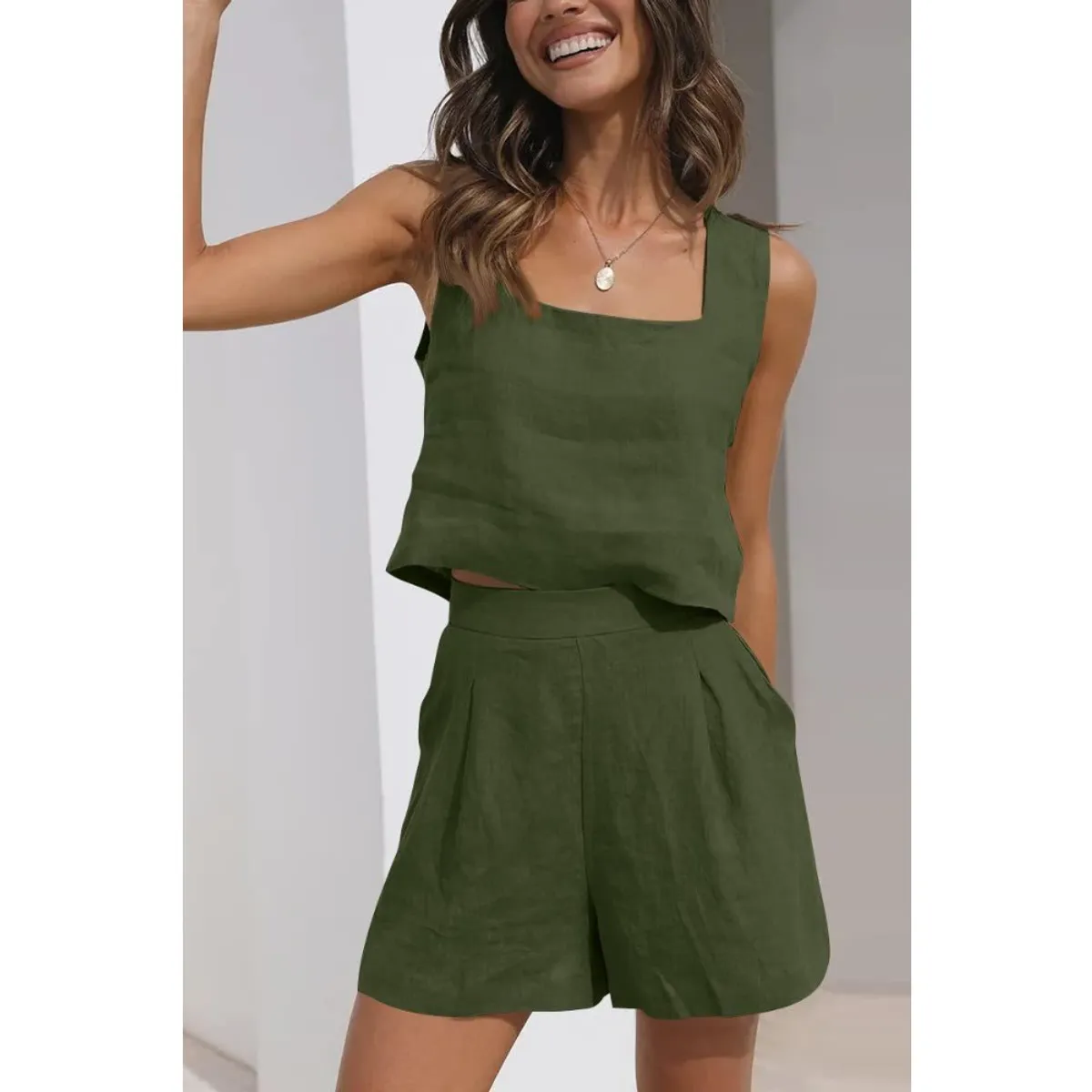 GIOIO - Conjunto de Verano Mujer y Cómodo Verde