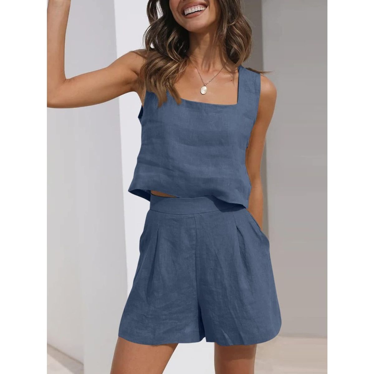 GIOIO - Conjunto de Verano Mujer y Cómodo Azul