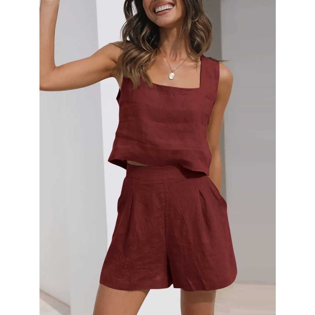 GIOIO - Conjunto de Verano Mujer y Cómodo Rojo