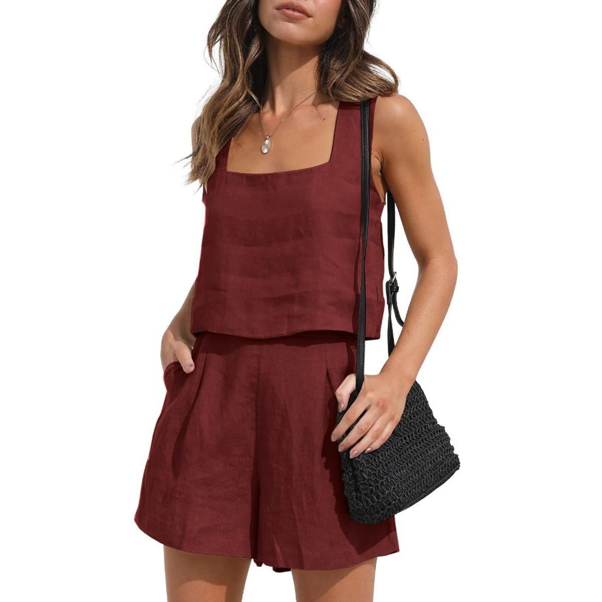 GIOIO - Conjunto de Verano Mujer y Cómodo Rojo