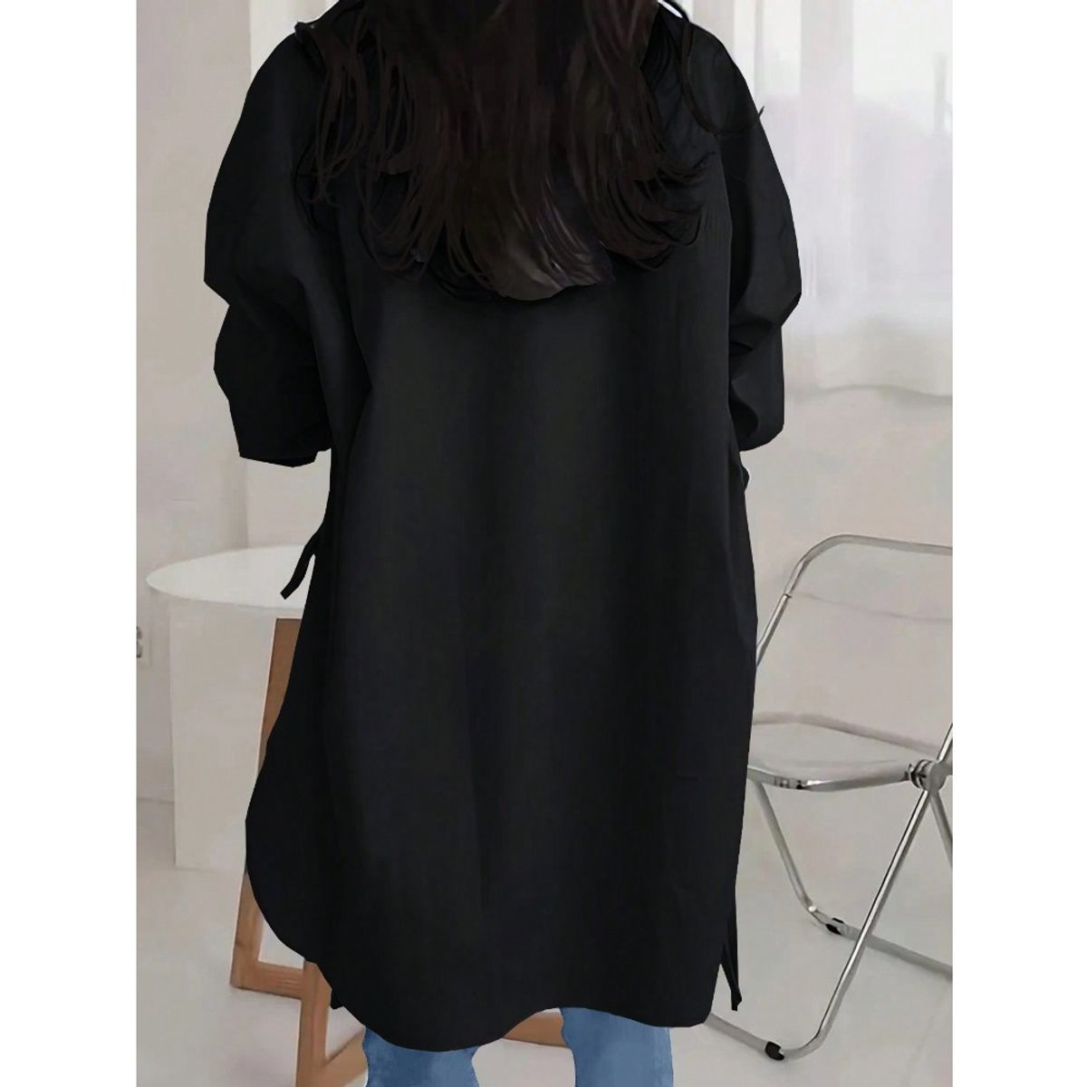 GIOIO - Blusa Mujer Casual Ajustada Elegante Negro