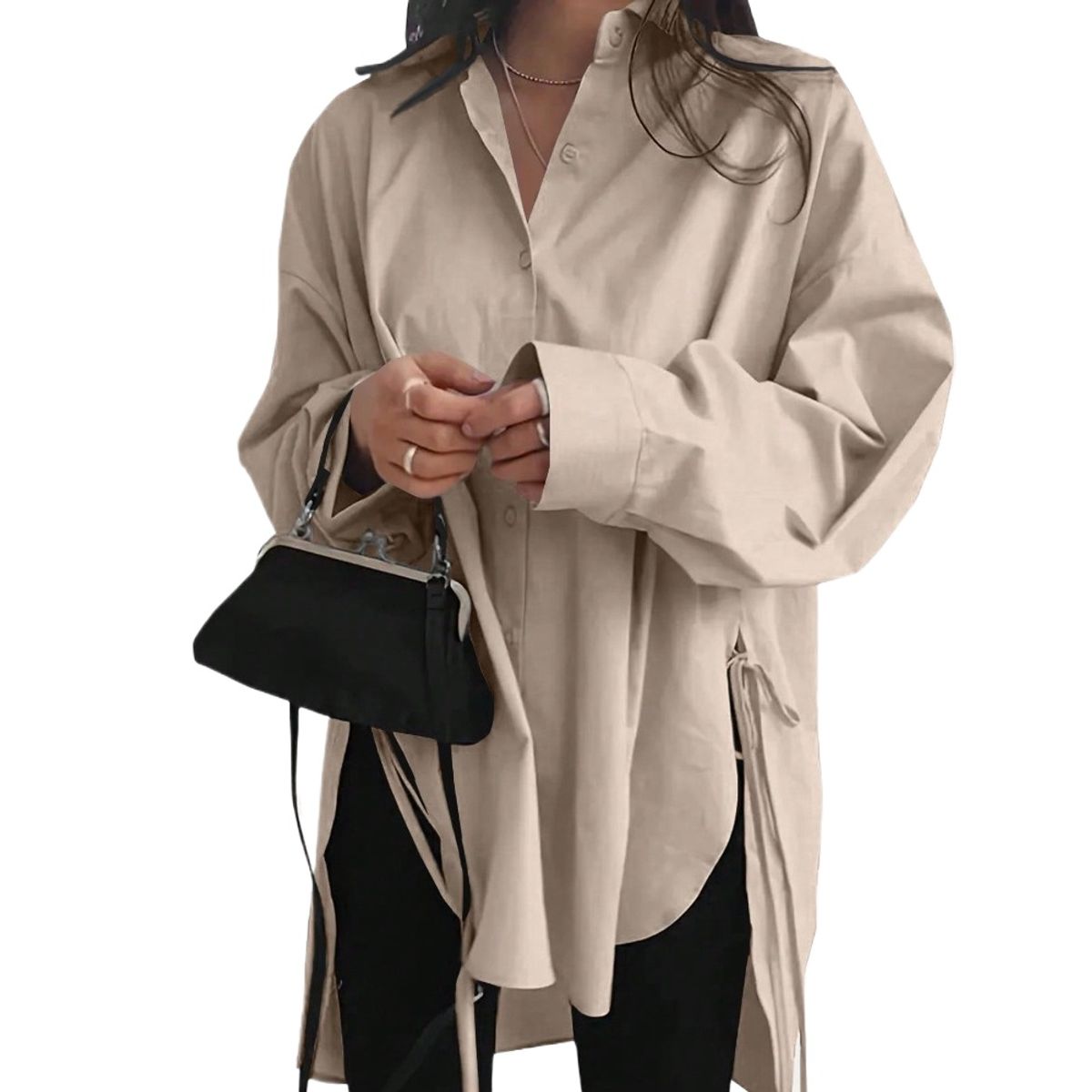 GIOIO - Blusa Mujer Casual Ajustada Elegante Marrón