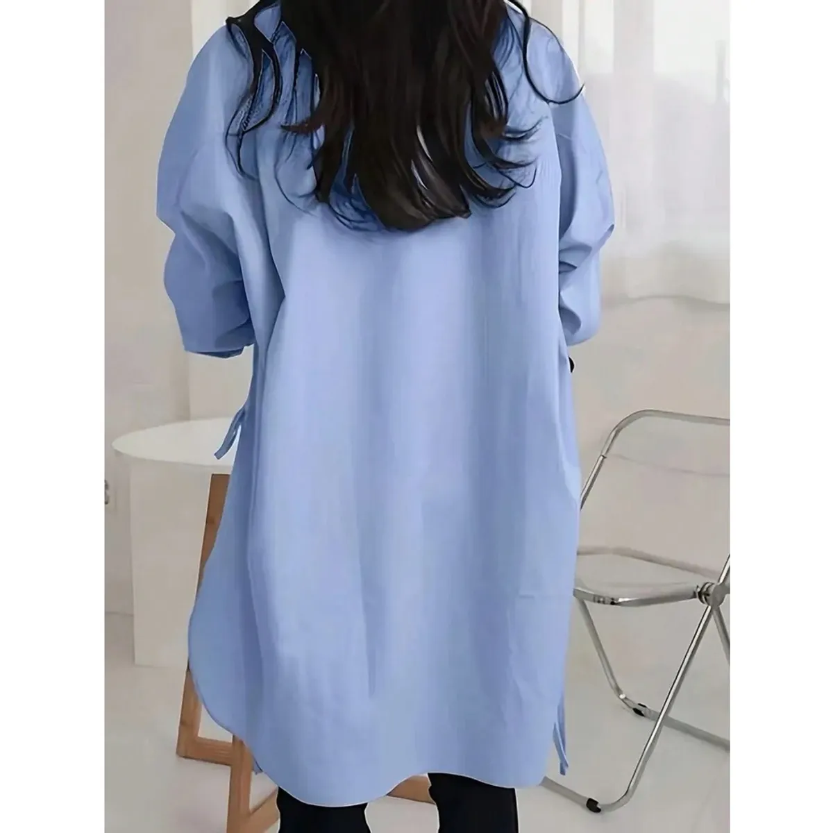 GIOIO - Blusa Mujer Casual Ajustada Elegante Azul