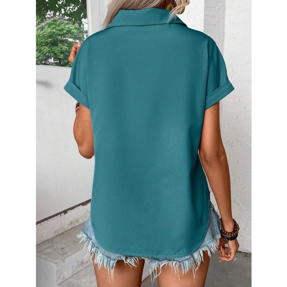 GIOIO - Blusa Mujer Casual Ajustada Elegante Gris