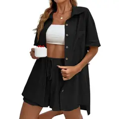 GIOIO - Conjunto de Verano Mujer y Cómodo Negro