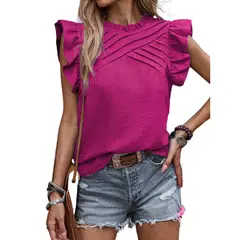 GIOIO - Blusa Mujer Casual Ajustada Elegante Rojo
