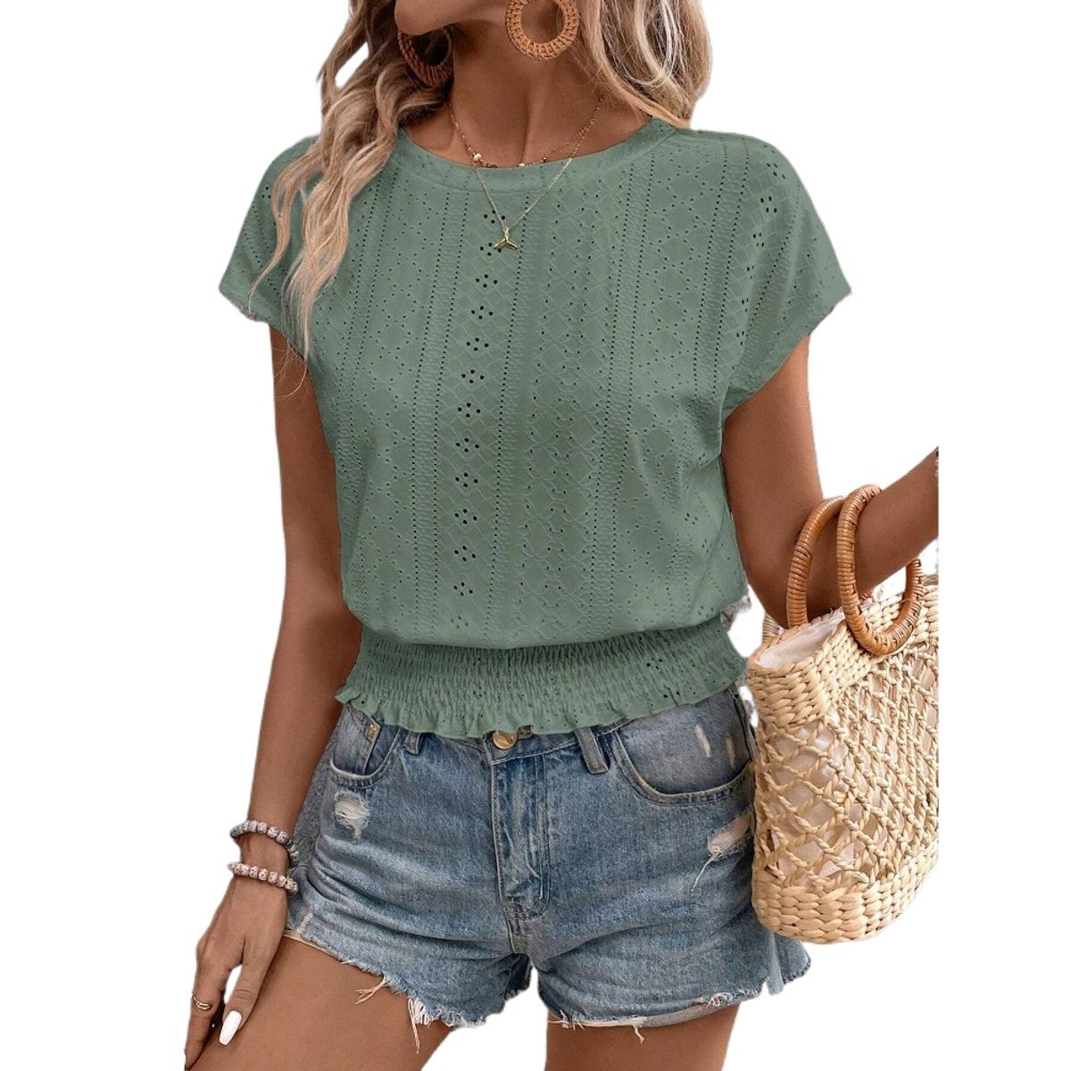 GIOIO - Blusa Mujer Casual Ajustada Elegante Verde