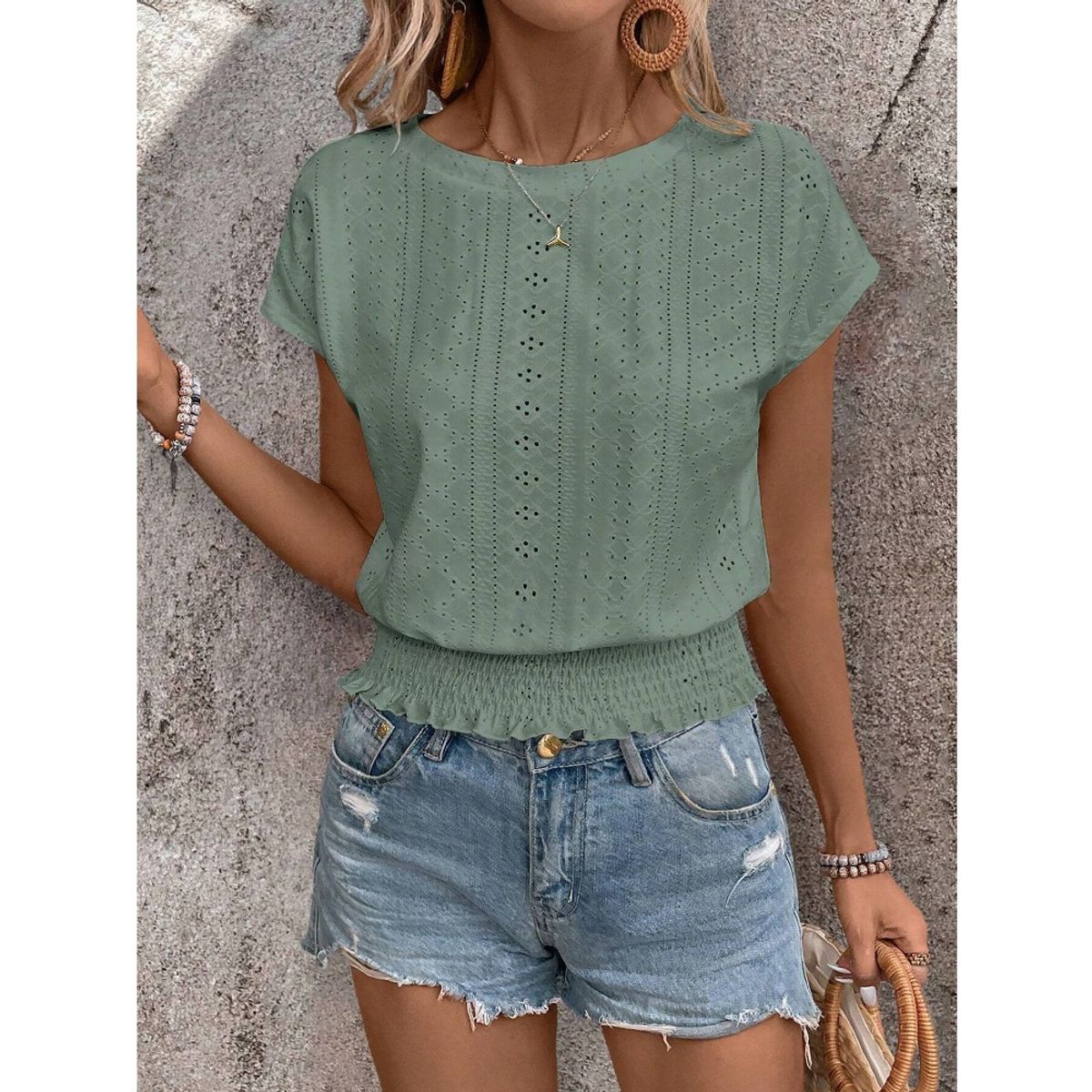GIOIO - Blusa Mujer Casual Ajustada Elegante Verde