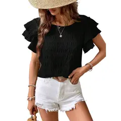 GIOIO - Blusa Mujer Casual Ajustada Elegante Negro