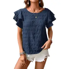 GIOIO - Blusa Mujer Casual Ajustada Elegante Azul
