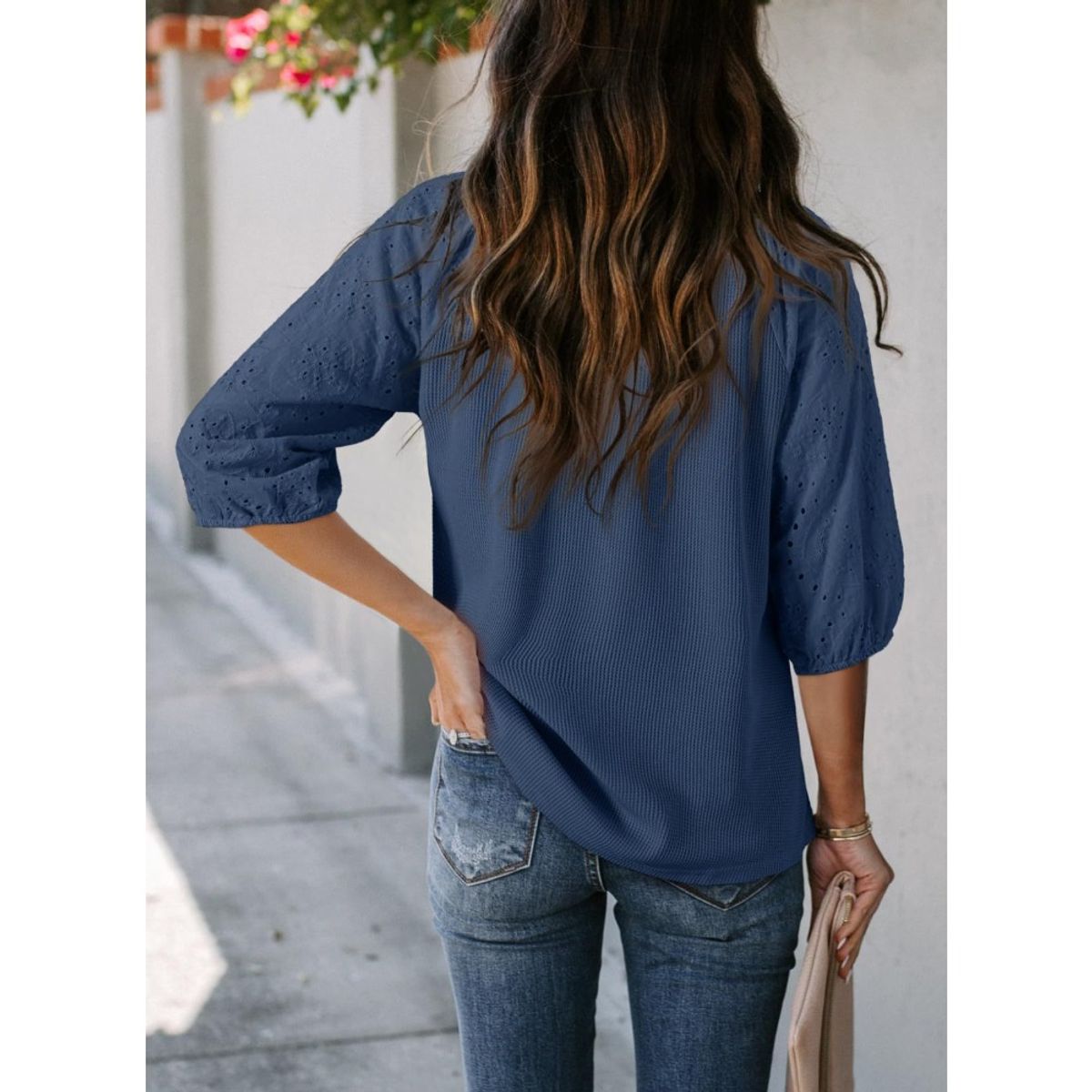 GIOIO - Blusa Mujer Casual Ajustada Elegante Azul