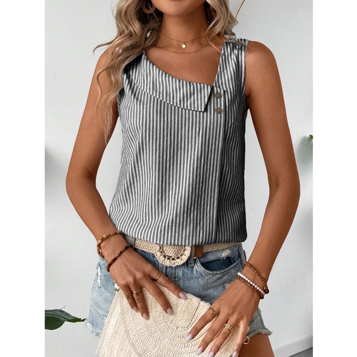 GIOIO - Blusa Mujer Casual Ajustada Elegante Negro