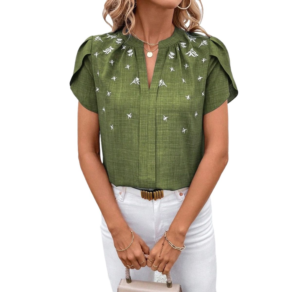 GIOIO - Blusa Mujer Casual Ajustada Elegante Verde