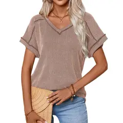 GIOIO - Blusa Mujer Casual Ajustada Elegante Marrón