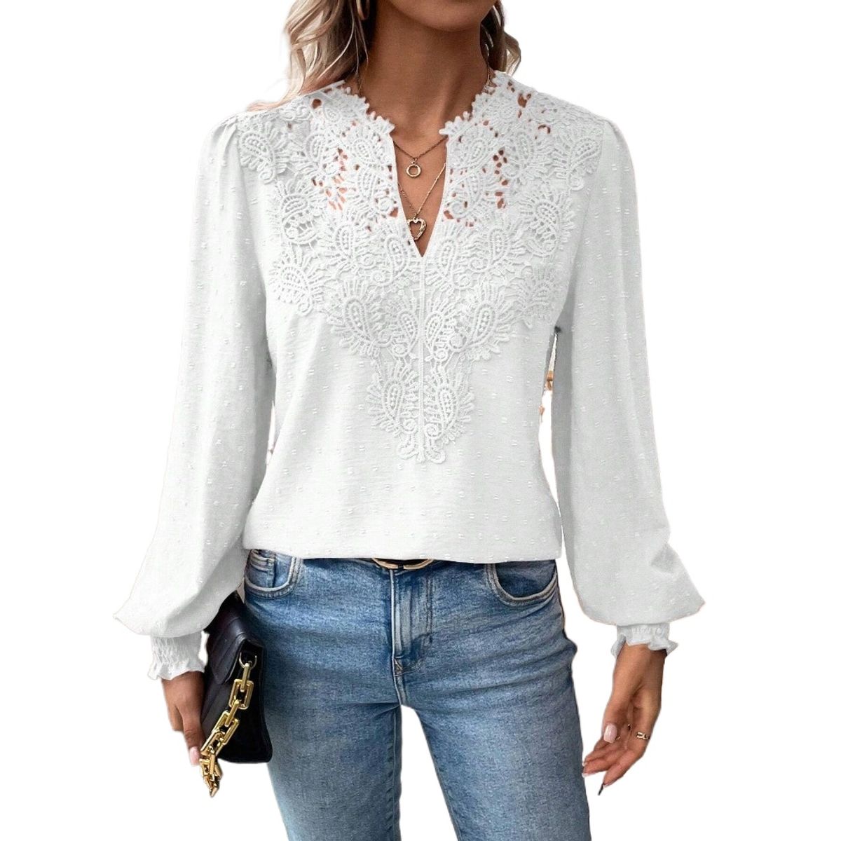 GIOIO - Blusa Mujer Casual Ajustada Elegante Blanco