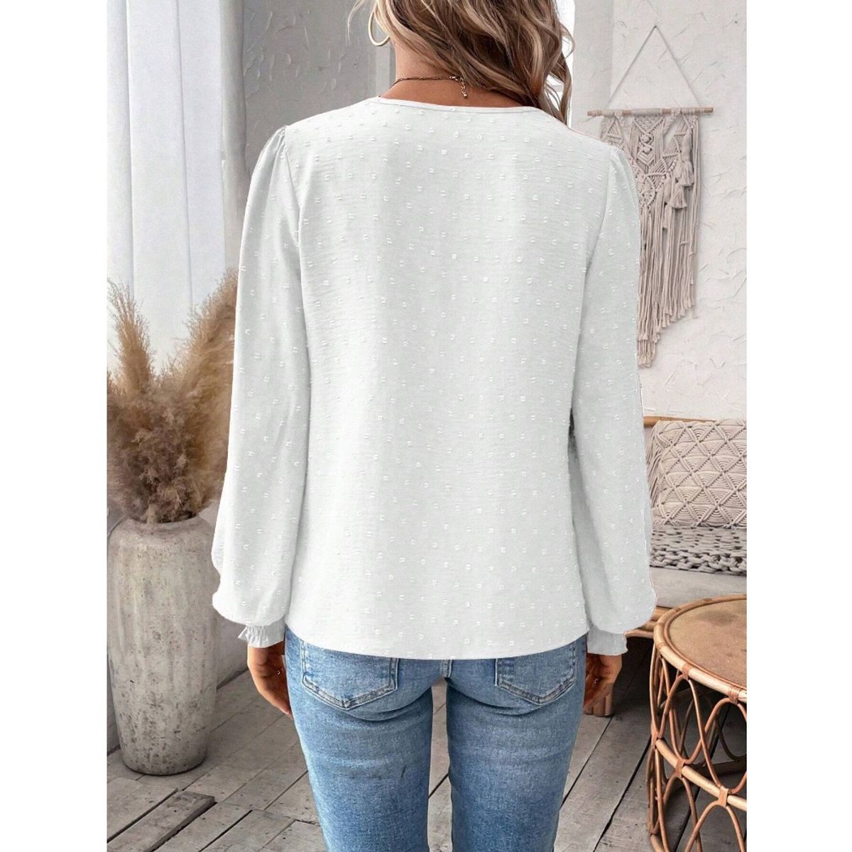 GIOIO - Blusa Mujer Casual Ajustada Elegante Blanco