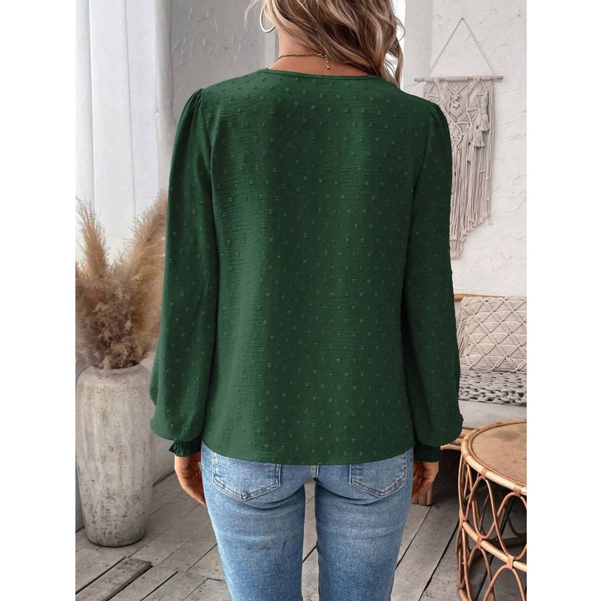 GIOIO - Blusa Mujer Casual Ajustada Elegante Verde