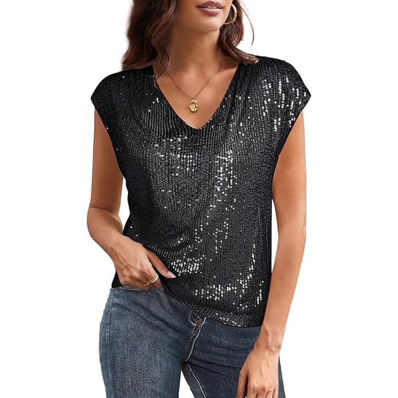 GIOIO - Blusa Mujer Casual Ajustada Elegante Negro