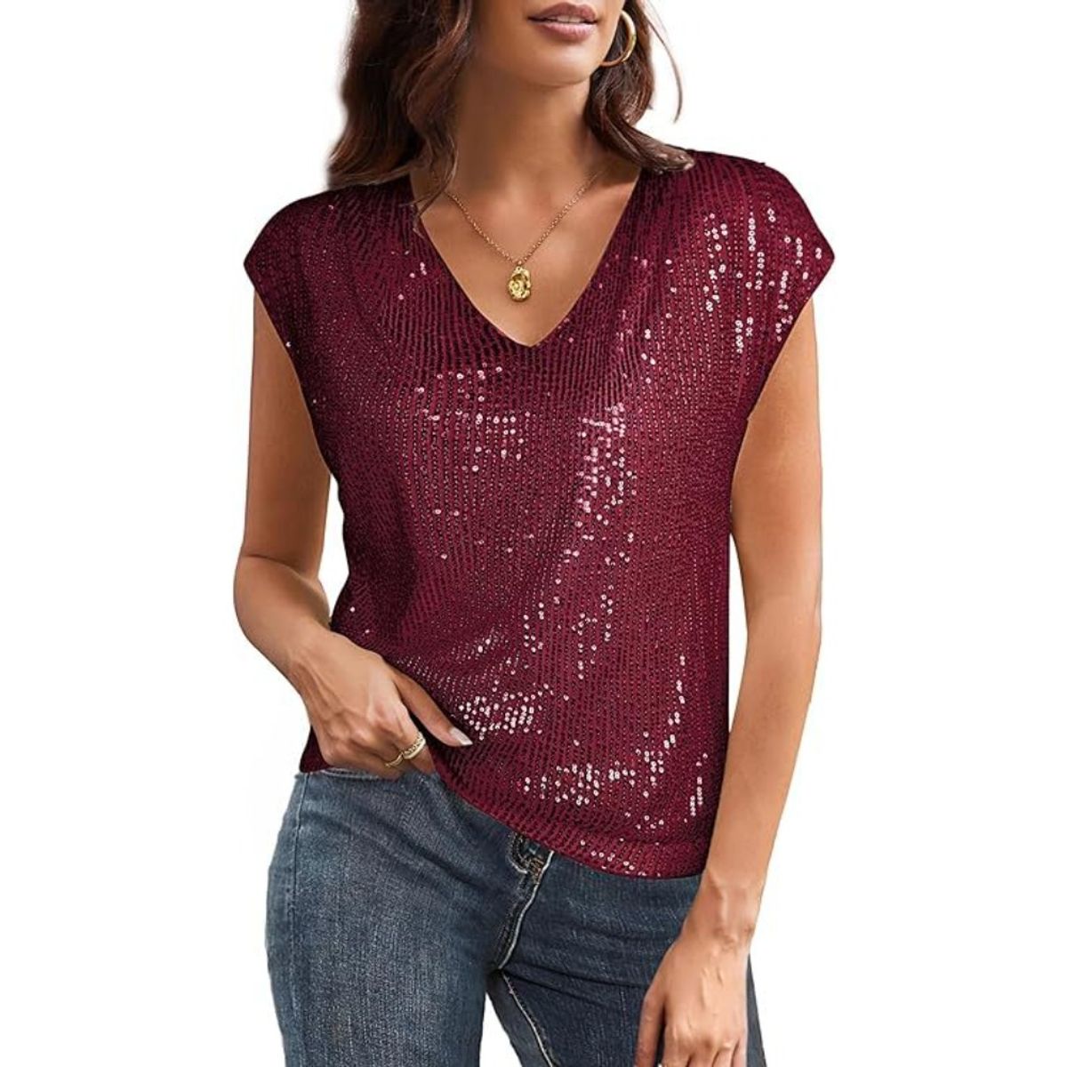 GIOIO - Blusa Mujer Casual Ajustada Elegante Rojo