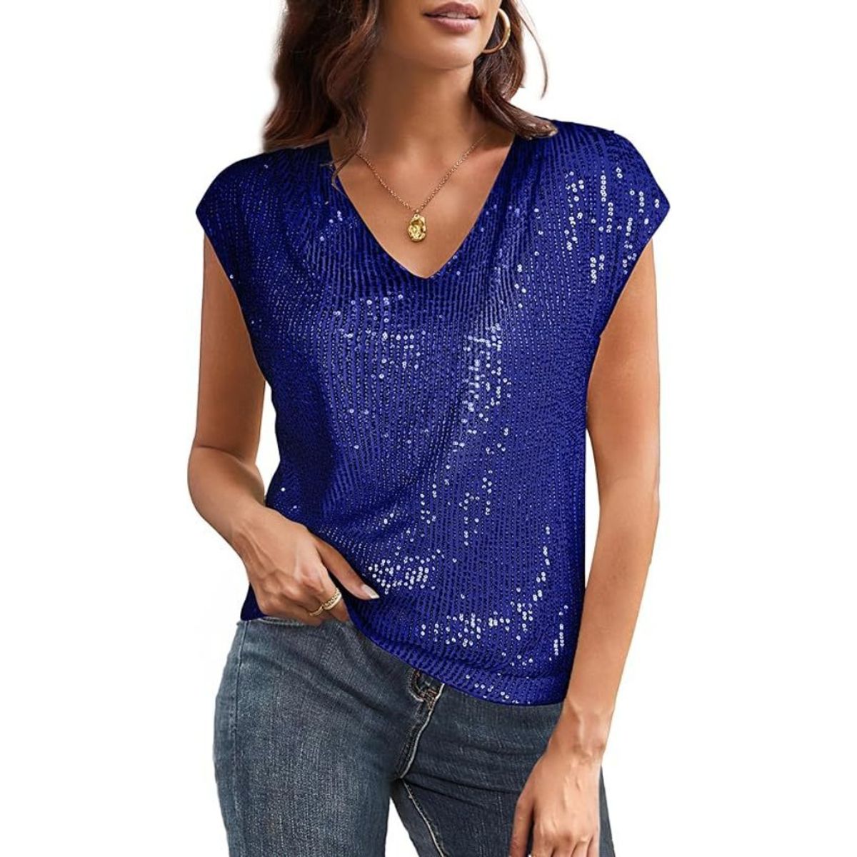 GIOIO - Blusa Mujer Casual Ajustada Elegante Azul