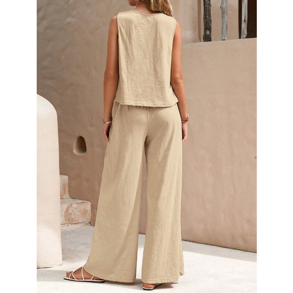 GIOIO - Conjunto de Verano Mujer y Cómodo Beige