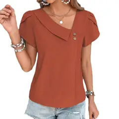 GIOIO - Blusa Mujer Casual Ajustada Elegante Rojo