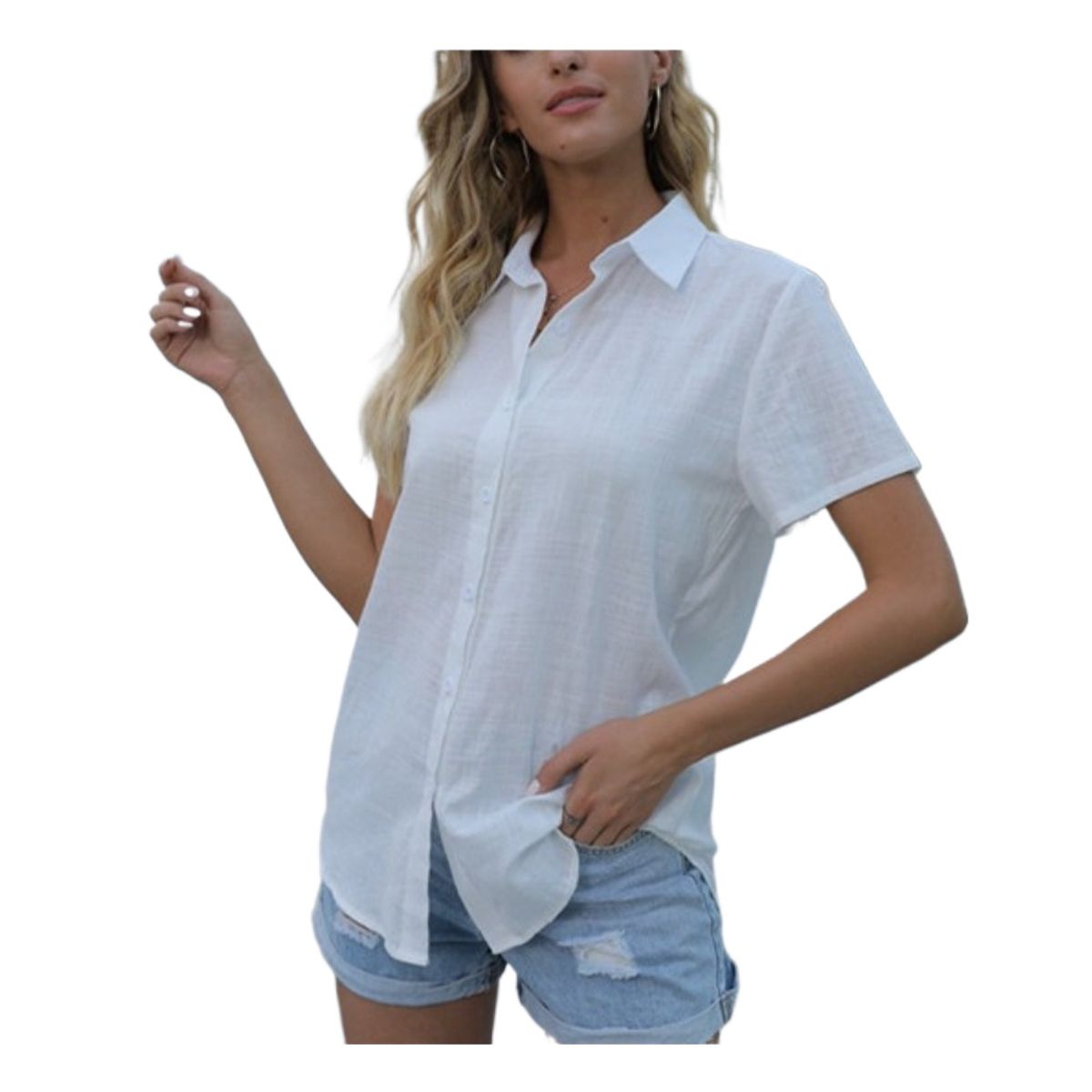 GIOIO - Blusa Mujer Casual Ajustada Elegante Blanco