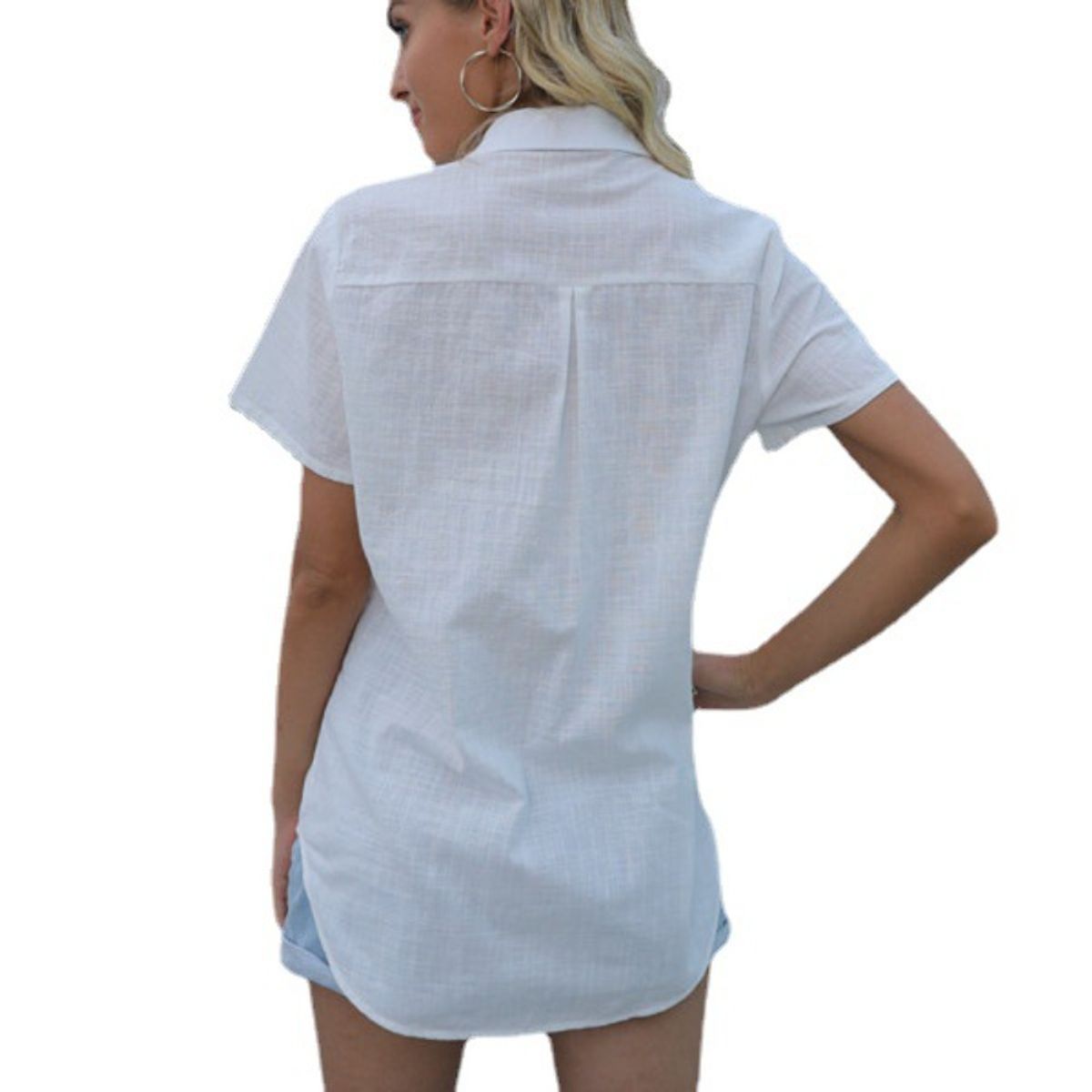 GIOIO - Blusa Mujer Casual Ajustada Elegante Blanco