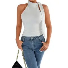 GIOIO - Blusa Mujer Casual Ajustada Elegante Blanco