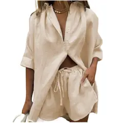 GIOIO - Conjunto de Verano Mujer y Cómodo Beige