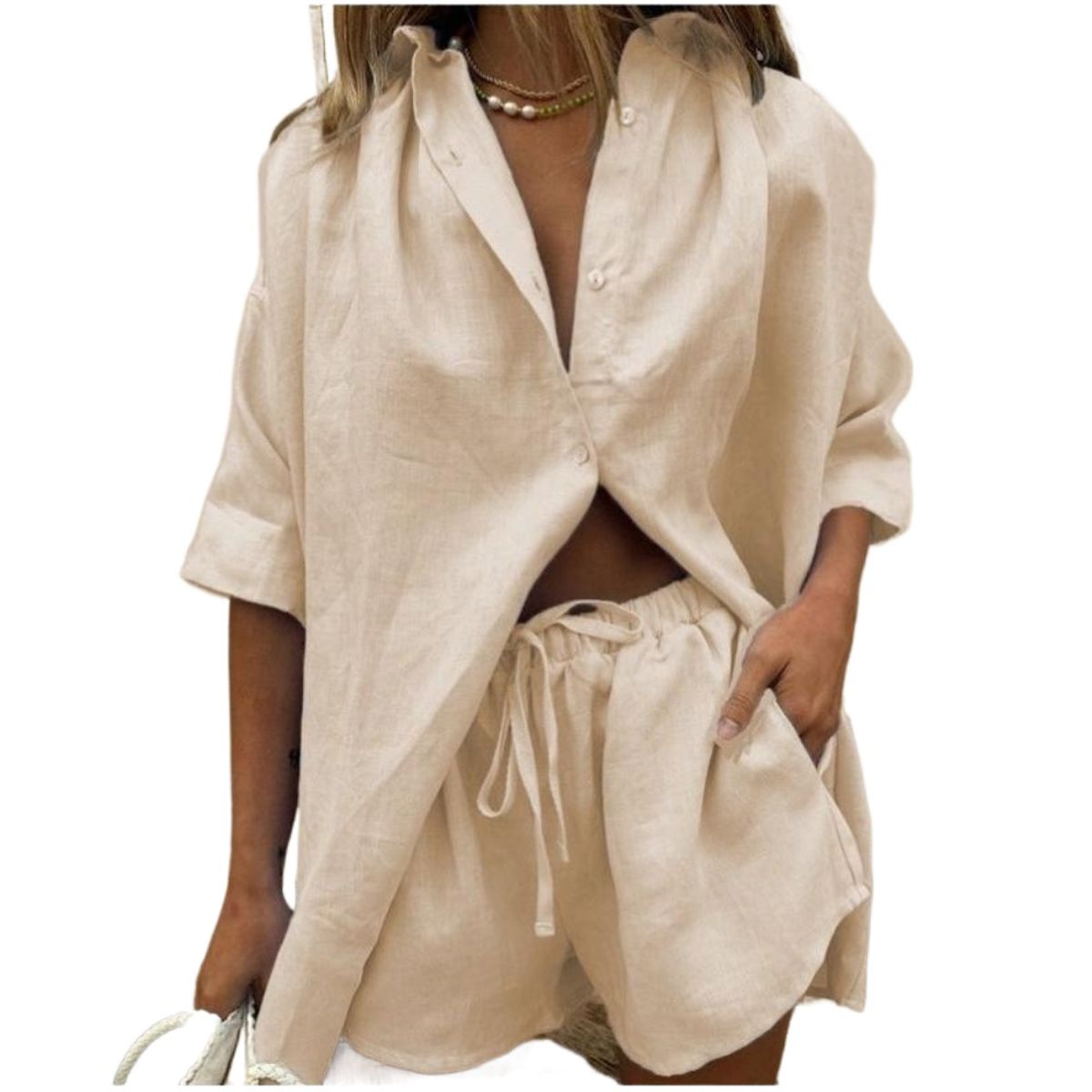 GIOIO - Conjunto de Verano Mujer y Cómodo Beige